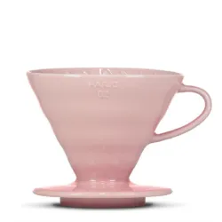 Hario dripper V60 ceramiczny różowy + 40 filtrów rozmiar V02