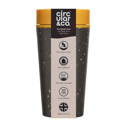 Kubek Circular Cup pojemność 340ml kolor czarno - żółty - zdjęcie 3