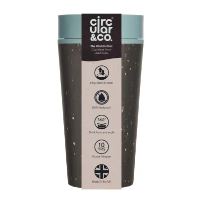 Kubek Circular Cup pojemność 340ml kolor czarno - błękitny - zdjęcie 2
