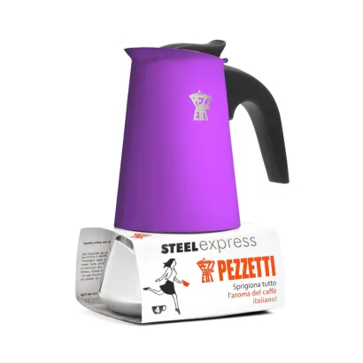 Pezzetti Steelexpress kawiarka stalowa na indukcję pojemność 4 tz / 200 ml kolor fioletowa - miniatura 1