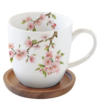 Sakura kubek z drewnianym spodkiem pojemność 350 ml - zdjęcie 1
