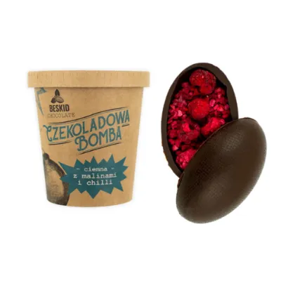 Beskid Chocolate Czekoladowa Bomba Jajo ciemna z malinami i chili waga 45 g - miniatura 2