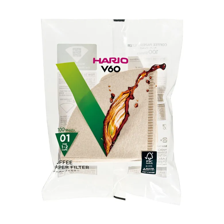 Hario filtry papierowe Misarashi 100 szt. brązowe do drippera V60 rozmiar 01
