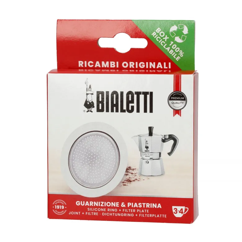 Uszczelka i sitko do kawiarek aluminiowych Bialetti Moka rozmiar 3/4 tz - zdjęcie 1