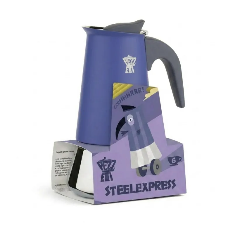 Pezzetti Steelexpress kawiarka stalowa na indukcję pojemność 6 tz / 300 ml kolor ametystowa - zdjęcie 1