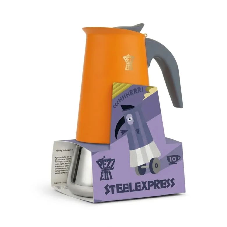 Pezzetti Steelexpress kawiarka stalowa na indukcję pojemność 10 tz / 500 ml kolor pomarańczowa - zdjęcie 1