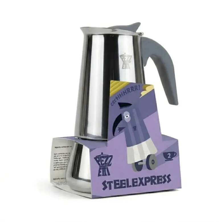 Pezzetti Steelexpress kawiarka stalowa na indukcję pojemność 2 tz / 100 ml kolor srebrna - zdjęcie 1